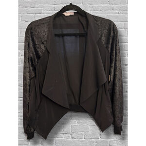 BCBGeneration Women's Medium Black Cropped Open Front Asymmetrical Blazer